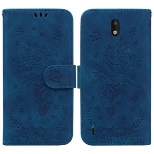 For Nokia 1.3 Butterfly Rose Embossed Leather Phone Case(Blue) (OEM)