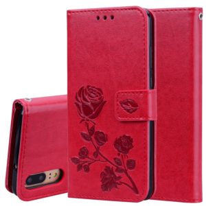 Rose Embossed Horizontal Flip PU Leather Case for Huawei P20, with Holder & Card Slots & Wallet (Red) (OEM)