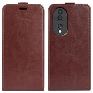 For Honor 70 R64 Texture Vertical Flip Leather Phone Case(Brown) (OEM)