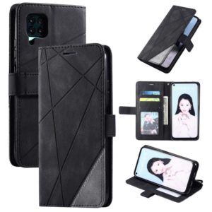 For Huawei P40 Lite Skin Feel Splicing Horizontal Flip Leather Case with Holder & Card Slots & Wallet & Photo Frame(Black) (OEM)