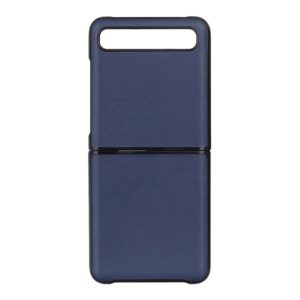 For Galaxy Z Flip Genuine Leather Lambskin Texture Folding Protective Case(Blue) (OEM)