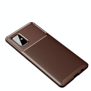 For OnePlus 8T Carbon Fiber Texture Shockproof TPU Case(Brown) (OEM)