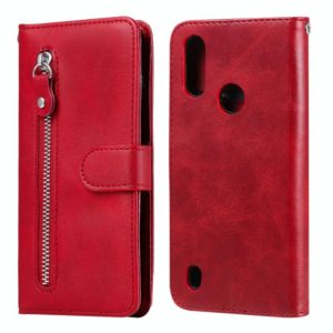 For Motorola Moto E6s (2020) Fashion Calf Texture Zipper Horizontal Flip Leather Case with Holder & Card Slots & Wallet Function(Red) (OEM)