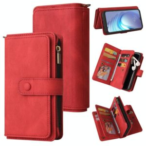 For Motorola Moto G50 Skin Feel PU + TPU Horizontal Flip Leather Case With Holder & 15 Cards Slot & Wallet & Zipper Pocket & Lanyard(Red) (OEM)