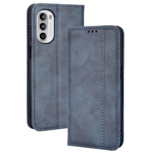 For Motorola Moto G71s/G82 5G/G52 4G Magnetic Buckle Retro Crazy Horse Leather Phone Case(Blue) (OEM)