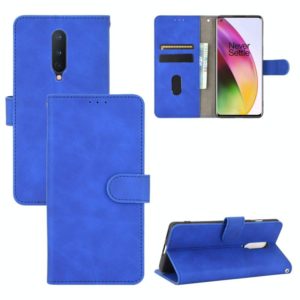 For OnePlus 8 Solid Color Skin Feel Magnetic Buckle Horizontal Flip Calf Texture PU Leather Case with Holder & Card Slots & Wallet(Blue) (OEM)