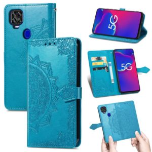For ZTE Axon 11 SE 5G Mandala Flower Embossed Horizontal Flip Leather Case with Holder & Three Card Slots & Wallet & Lanyard(Blue) (OEM)