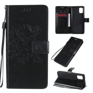For Samsung Galaxy A31 Tree & Cat Embossed Pattern Horizontal Flip Leather Case with Holder & Card Slots & Wallet & Lanyard(Black) (OEM)