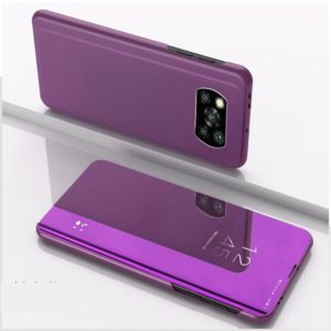 For Xiaomi Poco X3 NFC Plated Mirror Horizontal Flip Leather Case with Holder(Purple) (OEM)