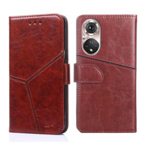 For Honor 50 Pro Geometric Stitching Horizontal Flip Leather Phone Case(Dark Brown) (OEM)