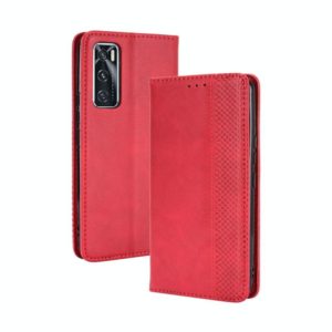 For vivo V20 SE/Y70 2020 Magnetic Buckle Retro Crazy Horse Texture Horizontal Flip Leather Case , with Holder & Card Slots & Photo Frame(Red) (OEM)