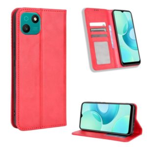 For Wiko T10 Magnetic Buckle Retro Texture Leather Phone Case(Red) (OEM)
