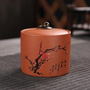Ceramic Redware Tea Pot Storage Sealed Tea Tank(Plum) (OEM)