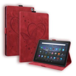 For Amazon Fire HD 10 Plus (2021) / HD 10 (2021) Love Butterfly Pattern Horizontal Flip Leather Case with Holder & Sleep / Wake-up Function(Red) (OEM)