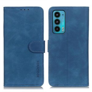 For Motorola Edge 20 KHAZNEH Retro Texture PU + TPU Horizontal Flip Leather Case with Holder & Card Slots & Wallet(Blue) (OEM)