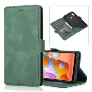 For Samsung Galaxy A11 Retro Magnetic Closing Clasp Horizontal Flip Leather Case with Holder & Card Slots & Photo Frame & Wallet(Dark Green) (OEM)