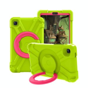 For Galaxy Tab A7 Lite T220/T225 PC + Silicone Shockproof Combination Case with 360 Degree Rotating Holder & Handle(Grass Green+Rose Red) (OEM)