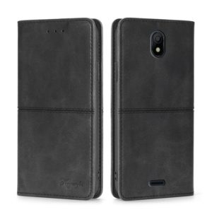 For Nokia C100 Cow Texture Magnetic Horizontal Flip Leather Phone Case(Black) (OEM)