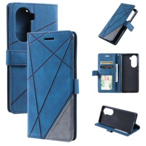 For Honor 60 Pro Skin Feel Splicing Leather Phone Case(Blue) (OEM)