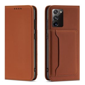For Samsung Galaxy S20 FE Strong Magnetism Liquid Feel Horizontal Flip Leather Case with Holder & Card Slots & Wallet(Brown) (OEM)