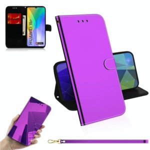 For Huawei Y6p Lmitated Mirror Surface Horizontal Flip Leather Case with Holder & Card Slots & Wallet & Lanyard(Purple) (OEM)