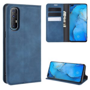 For Oppo Reno3 Pro Retro-skin Business Magnetic Suction Leather Case with Holder & Card Slots & Wallet(Dark Blue) (OEM)