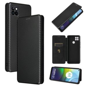 For Motorola Moto G9 Power Carbon Fiber Texture Horizontal Flip TPU + PC + PU Leather Case with Card Slot(Black) (OEM)