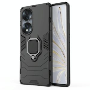 For Honor 70 5G Shockproof PC + TPU Phone Case with Magnetic Ring Holder(Black) (OEM)