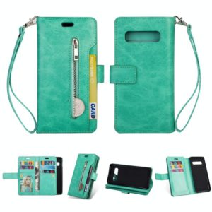 Samsung Galaxy S10+ Multifunctional Zipper Horizontal Flip Leather Case with Holder & Wallet & 9 Card Slots & Lanyard(Mint Green) (OEM)