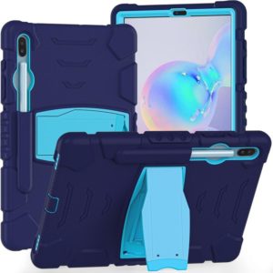 For Samsung Galaxy Tab S6 T860 3-Layer Protection Screen Frame + PC + Silicone Shockproof Combination Case with Holder(NavyBlue+Blue) (OEM)