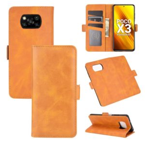 For Xiaomi Poco X3/X3 NFC Dual-side Magnetic Buckle Horizontal Flip Leather Case with Holder & Card Slots & Wallet(Yellow) (OEM)