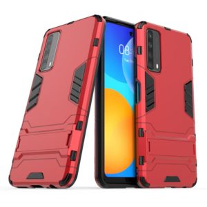 For Huawei P smart 2021 PC + TPU Shockproof Protective Case with Holder(Red) (OEM)
