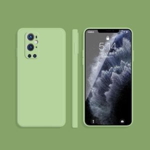 For OnePlus 9 Pro Solid Color Imitation Liquid Silicone Straight Edge Dropproof Full Coverage Protective Case(Matcha Green) (OEM)