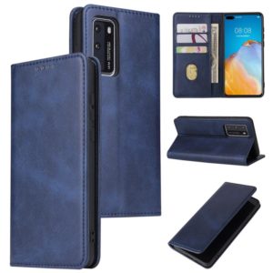 For Huawei P40 Calf Texture Magnetic Horizontal Flip Leather Case with Holder & Card Slots & Wallet(Blue) (OEM)