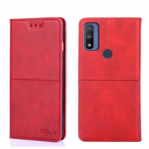 For Motorola G Pure Cow Texture Magnetic Horizontal Flip Leather Phone Case(Red) (OEM)