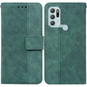 For Motorola Moto G60S Geometric Embossed Leather Phone Case(Green) (OEM)