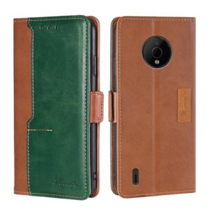 For Nokia C200 Contrast Color Side Buckle Leather Phone Case(Light Brown+Green) (OEM)