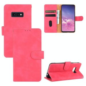 For Samsung Galaxy S10e Solid Color Skin Feel Magnetic Buckle Horizontal Flip Calf Texture PU Leather Case with Holder & Card Slots & Wallet(Rose Red) (OEM)