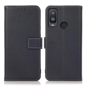 For Alcatel 1L 2021 Litchi Texture PU + TPU Horizontal Flip Leather Case with Holder & Card Slots & Wallet(Dark Blue) (OEM)