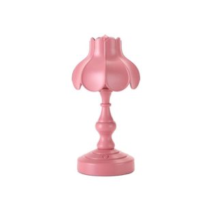 Retro Charging Table Lamp Bedroom Bed LED Eye Protection Light(LD05 Lotus Rose Red) (OEM)