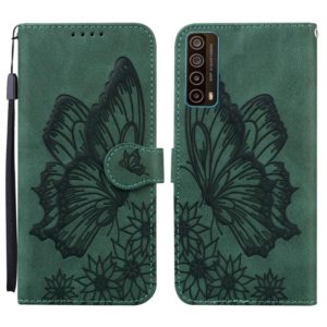 For Huawei P Smart 2021 Retro Skin Feel Butterflies Embossing Horizontal Flip Leather Case with Holder & Card Slots & Wallet(Green) (OEM)