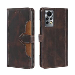 For Infinix Hot 11S/X6812 Stitching Skin Feel Magnetic Buckle Horizontal Flip PU Leather Case(Brown) (OEM)