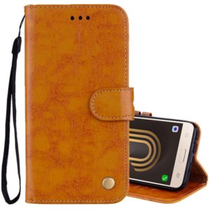 For Samsung Galaxy J5 (2017) / J530 (EU Version) Business Style Oil Wax Texture Horizontal Flip Leather Case with Holder & Card Slots & Wallet(Yellow) (OEM)