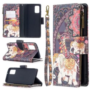 For Samsung Galaxy A02s (EU Version) Colored Drawing Pattern Zipper Horizontal Flip Leather Case with Holder & Card Slots & Wallet(Flower Elephant) (OEM)