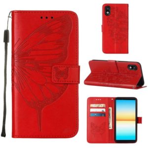 For Sony Xperia ACE III Embossed Butterfly Leather Phone Case(Red) (OEM)