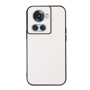 For OnePlus Ace Accurate Hole Two-color Litchi Texture PU Phone Case(White) (OEM)