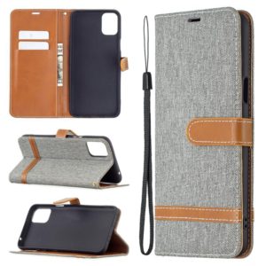 For LG K42 Color Matching Denim Texture Horizontal Flip Leather Case with Holder & Card Slots & Wallet & Lanyard(Grey) (OEM)