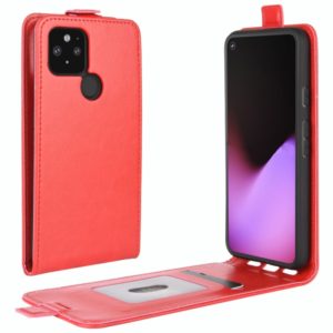 For Google Pixel 5 XL R64 Texture Single Vertical Flip Leather Protective Case with Card Slots & Photo Frame(Red) (OEM)
