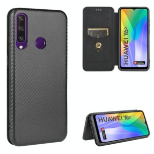 For Huawei Y6p Carbon Fiber Texture Horizontal Flip TPU + PC + PU Leather Case with Card Slot(Black) (OEM)