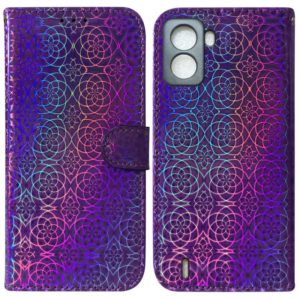 For Tecno Pop 6 No Fingerprints Colorful Magnetic Buckle Leather Phone Case(Purple) (OEM)